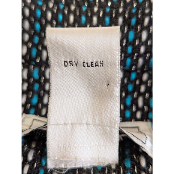 BOB MACKIE STUDIO! AQUA, BLACK, YELLOW STITCH STRIPED, SATIN LINED JACKET!SZ 28W - Picture 10 of 11